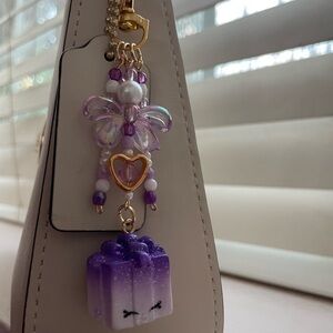 Shopkins Purple and Gold Charm Keychain